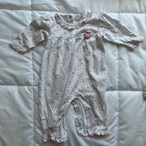 Kissy kissy Pink and White Floral Bodysuit with ruffle collar